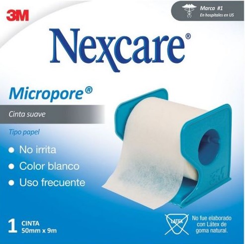 Tela micropore 3M blanca 50 mm x 9,1 cm s/dispensador