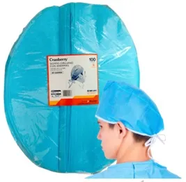 Gorro cirujano desechable celeste c/tiras, 100 un